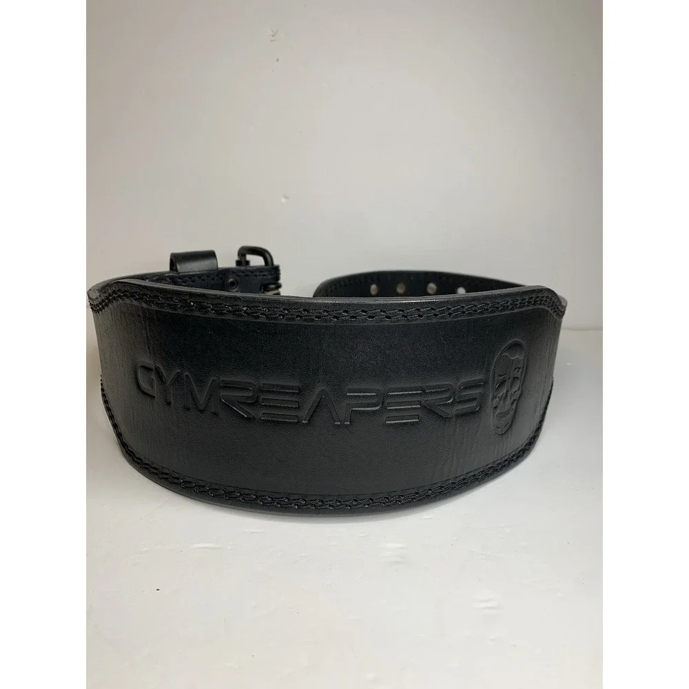 Gymreapers 7mm Leather‎ Weightlifting Belt Black Dual Prong Buckle Small w/Case